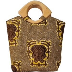 SAC À MAIN EN TISSU WAX AFRICAIN AVEC ANSE EN BOIS