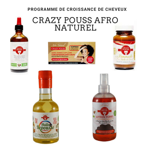 Programme de soins pour cheveux crépus Crazy Pouss – Stimule la pousse.